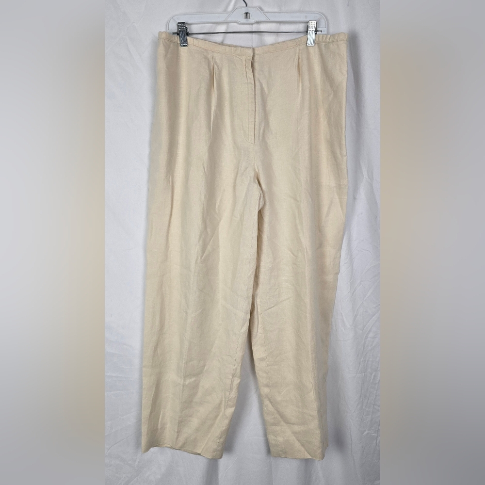 Lord & Taylor Preppy Ivory Linen Relaxed Pants Women's sz 10 Pleated Front